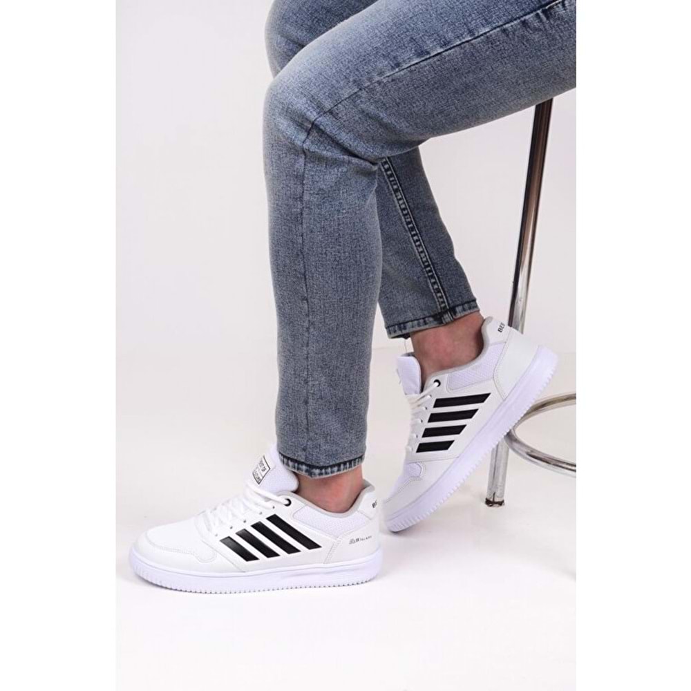 Konfores 1651 Anatomik Tabanlı Unisex Sneakers Ayakkabı - NKT01651-beyaz siyah-36