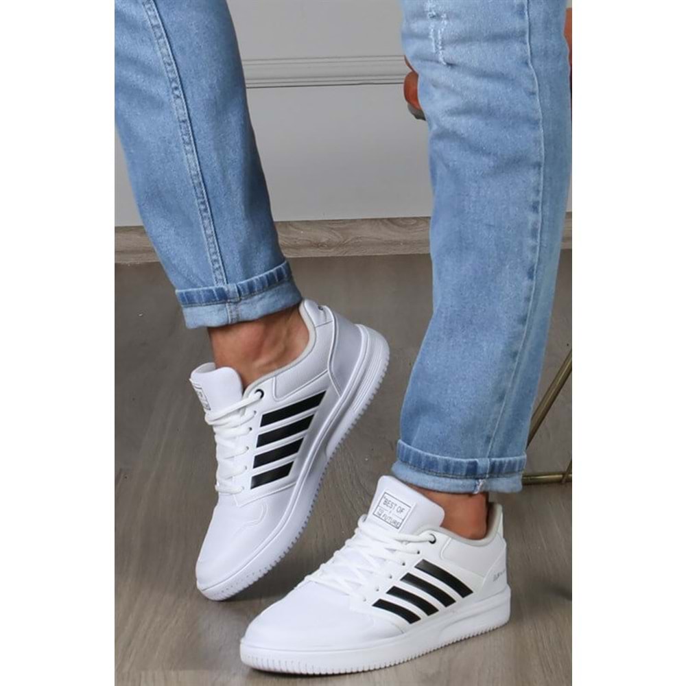 Konfores 1651 Anatomik Tabanlı Unisex Sneakers Ayakkabı - NKT01651-beyaz siyah-36