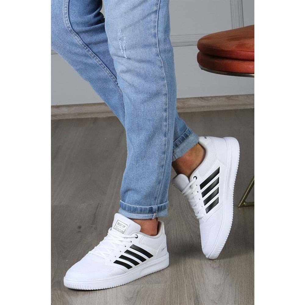 Konfores 1651 Anatomik Tabanlı Unisex Sneakers Ayakkabı - NKT01651-beyaz siyah-36