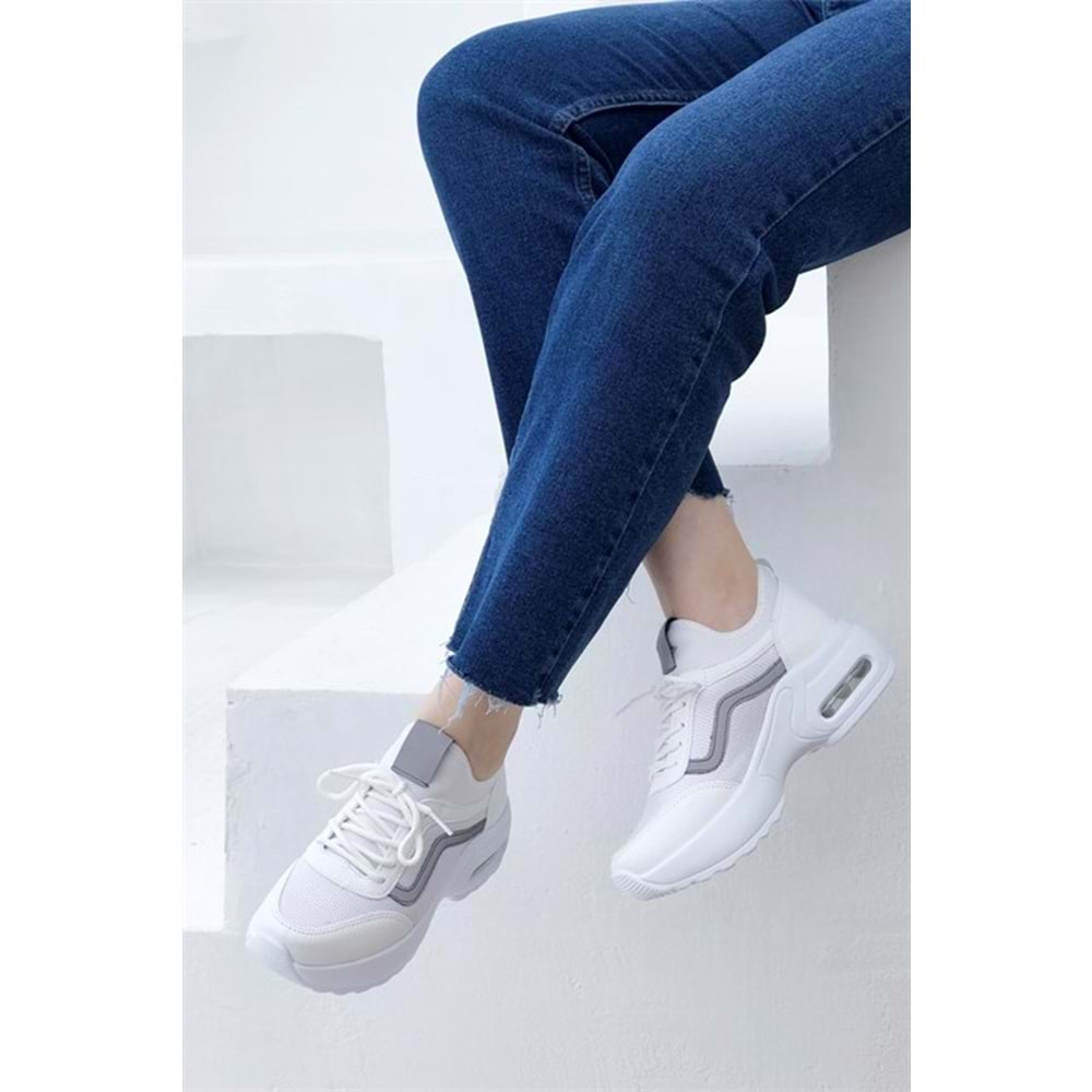 Konfores 1657 Anatomik Air Tabanlı Bayan Sneakers Ayakkabı - NKT01657-BEYAZ-37