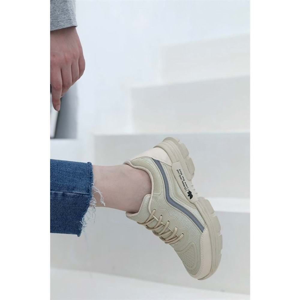 Konfores 1658 Anatomik Tabanlı Bayan Sneakers Ayakkabı - NKT01658-BEJ-36