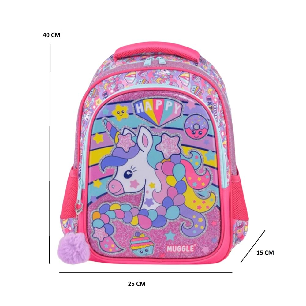 Kidessa 1661 Anatomik Sırtlı Yapılı Kız ve Erkek Çocuk İlkokul Çantası - NKT01661-PEMBE-TEK EBAT