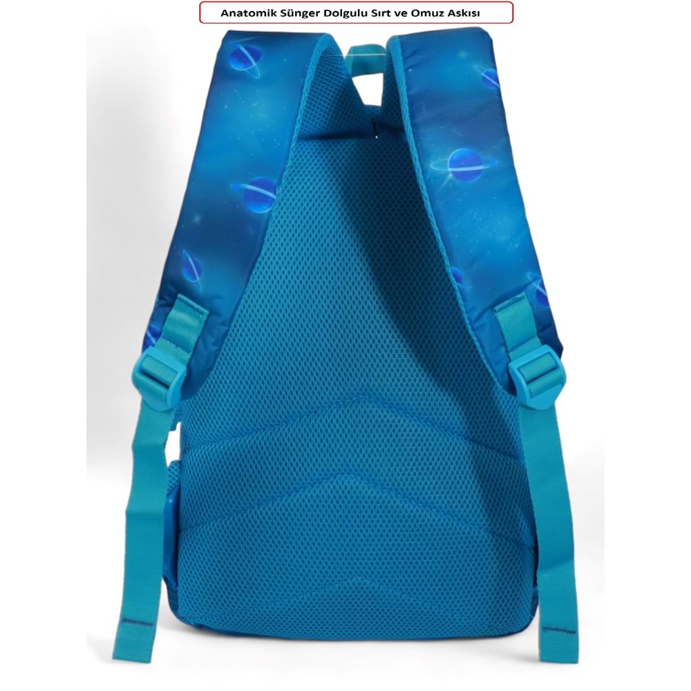 Kidessa 1661 Anatomik Sırtlı Yapılı Kız ve Erkek Çocuk İlkokul Çantası - NKT01661-Saks-TEK EBAT