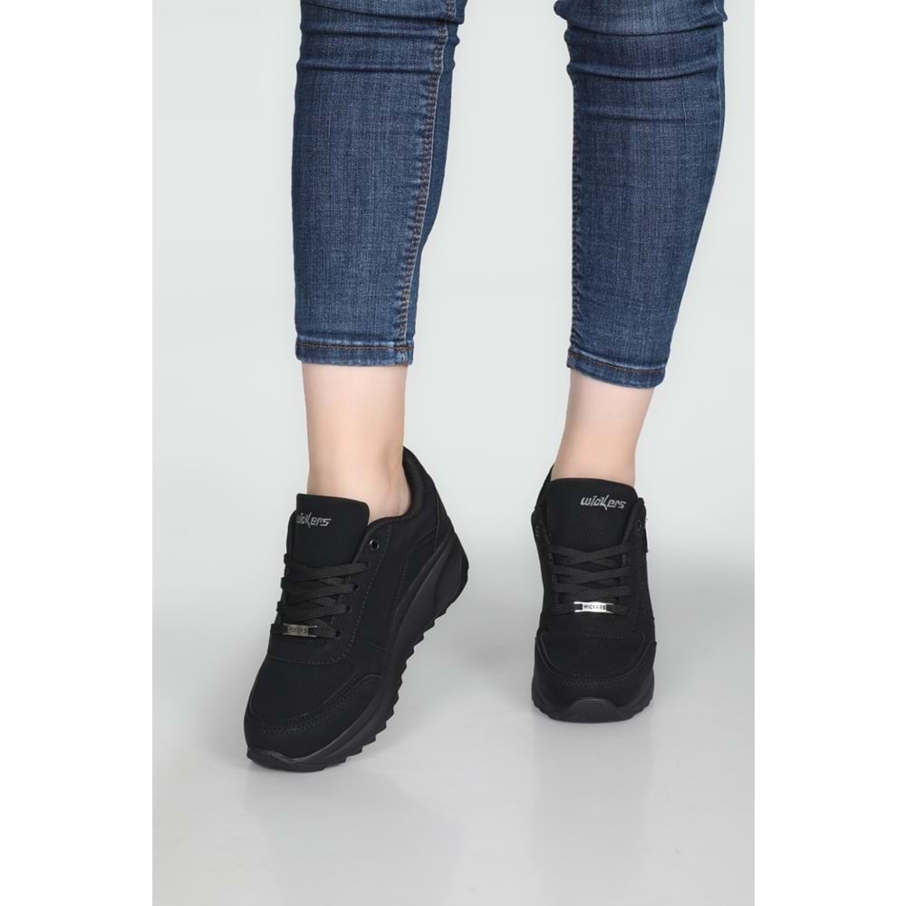 Konfores 1662 Anatomik Tabanlı Fermuarlı Bayan Sneakers Ayakkabı - NKT01662-siyah nubuk-39
