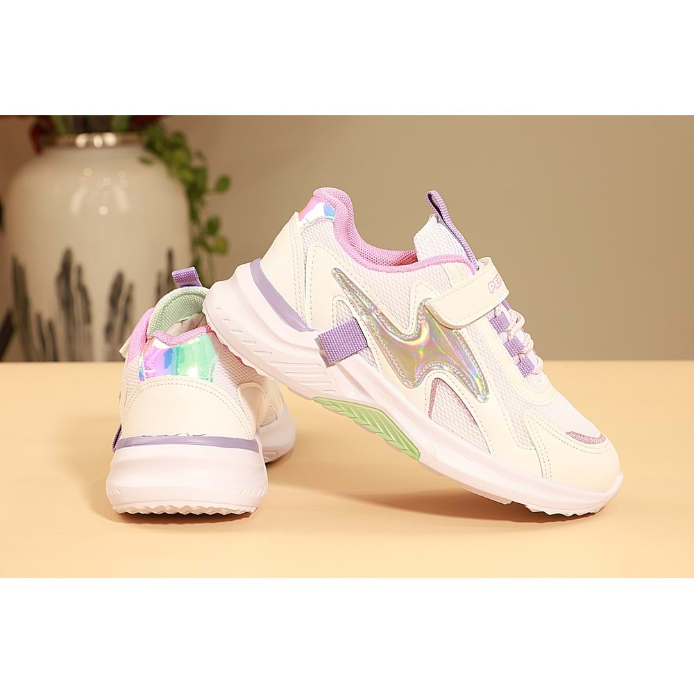 Kidessa 1663 Anatomik Tabanlı Kız Çocuk Sneakers Ayakkabı - NKT01663-Beyaz Lila-31