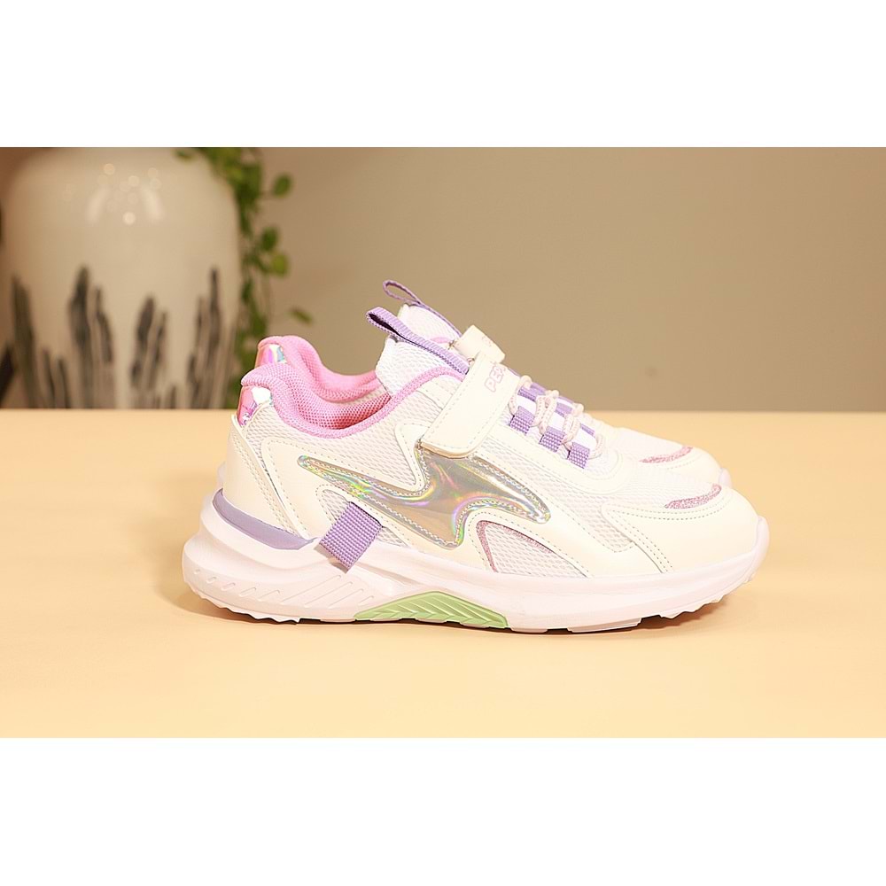 Kidessa 1663 Anatomik Tabanlı Kız Çocuk Sneakers Ayakkabı - NKT01663-Beyaz Lila-31