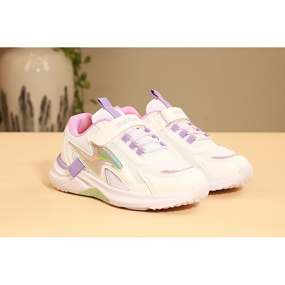 Kidessa 1663 Anatomik Tabanlı Kız Çocuk Sneakers Ayakkabı - NKT01663-Beyaz Lila-31