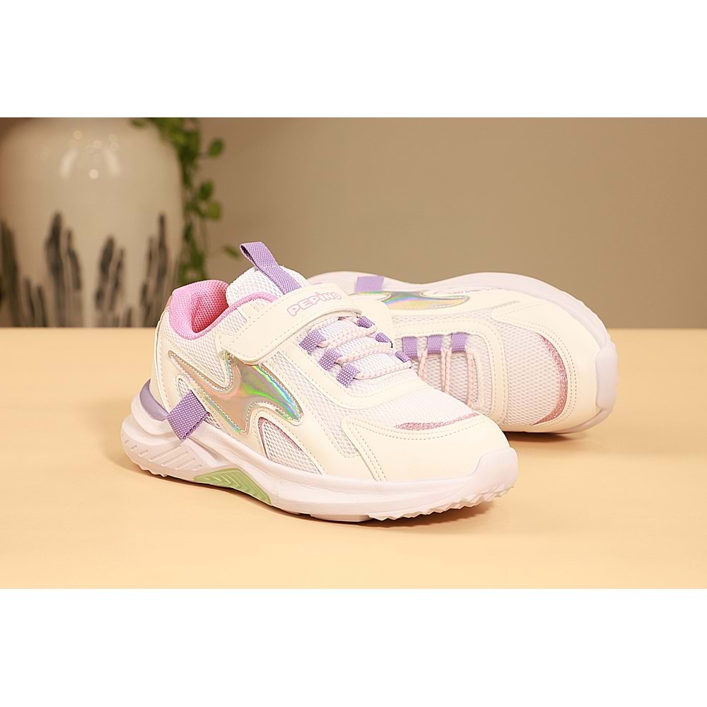 Kidessa 1663 Anatomik Tabanlı Kız Çocuk Sneakers Ayakkabı - NKT01663-Beyaz Lila-31