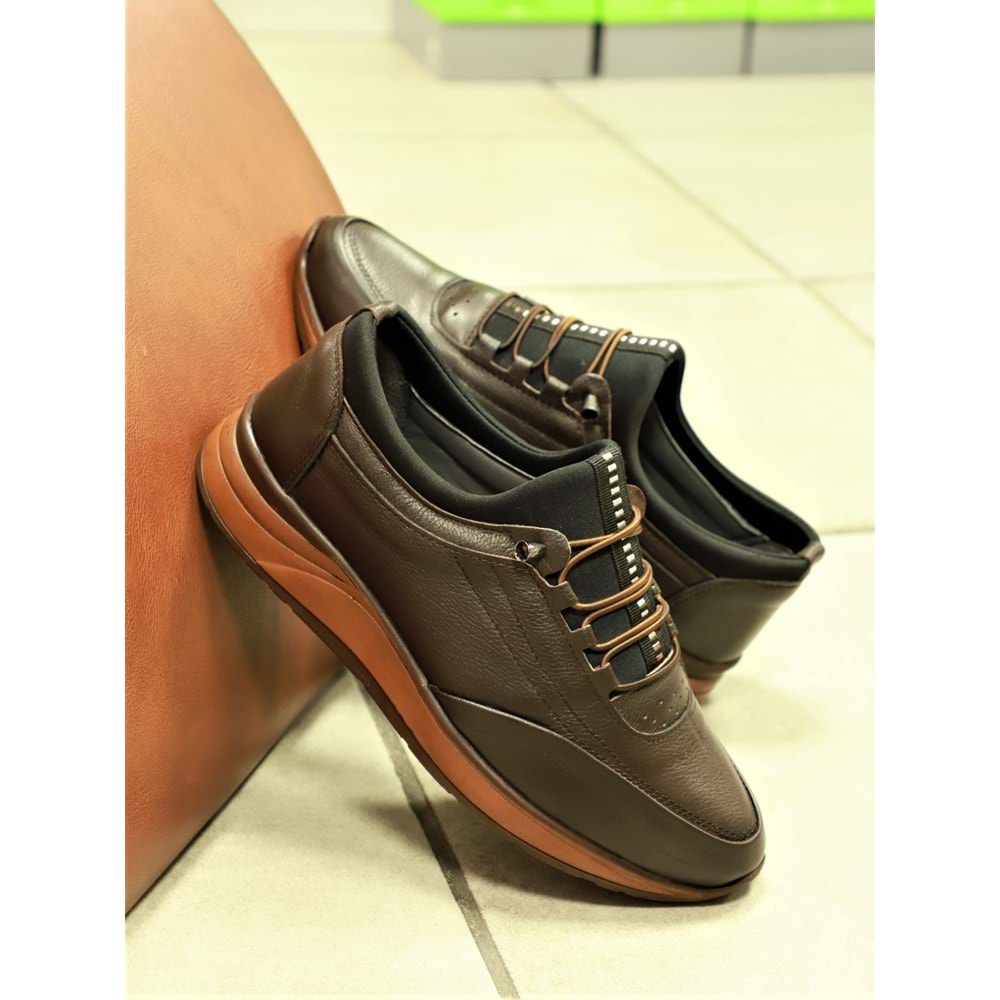 Konfores 1680 Hakiki Deri Anatomik Tabanlı Erkek Günlük Ayakkabı - NKT01680-kahverengi-38