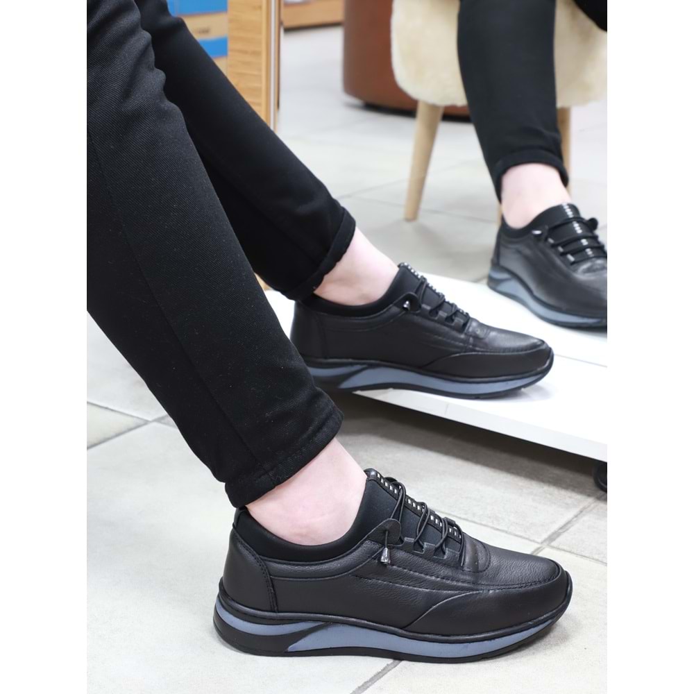 Konfores 1680 Hakiki Deri Anatomik Tabanlı Erkek Günlük Ayakkabı - NKT01680-siyah-38