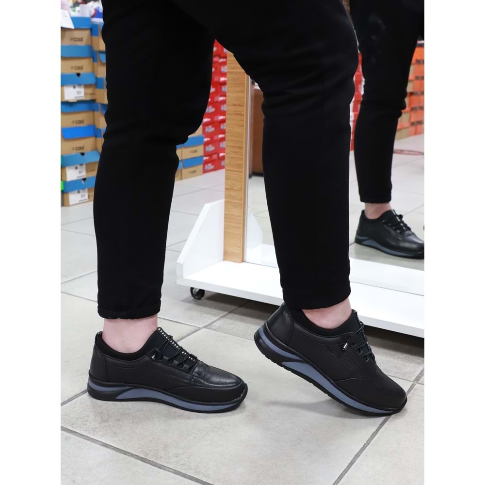 Konfores 1680 Hakiki Deri Anatomik Tabanlı Erkek Günlük Ayakkabı - NKT01680-siyah-38