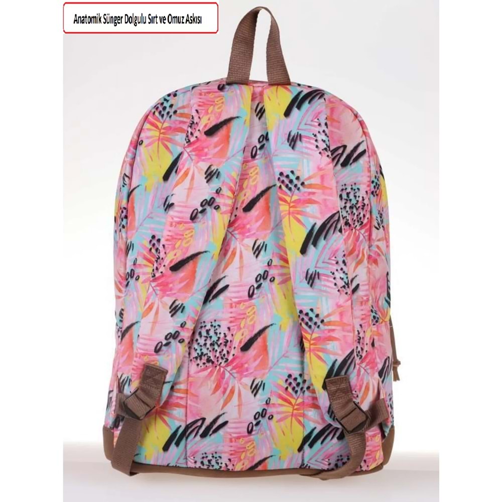 Konfores 1699-Anatomik Sırt Destekli Ortaokul Lise ve Günlük Sırt Çantası - NKT01699-PEMBE-TEK EBAT