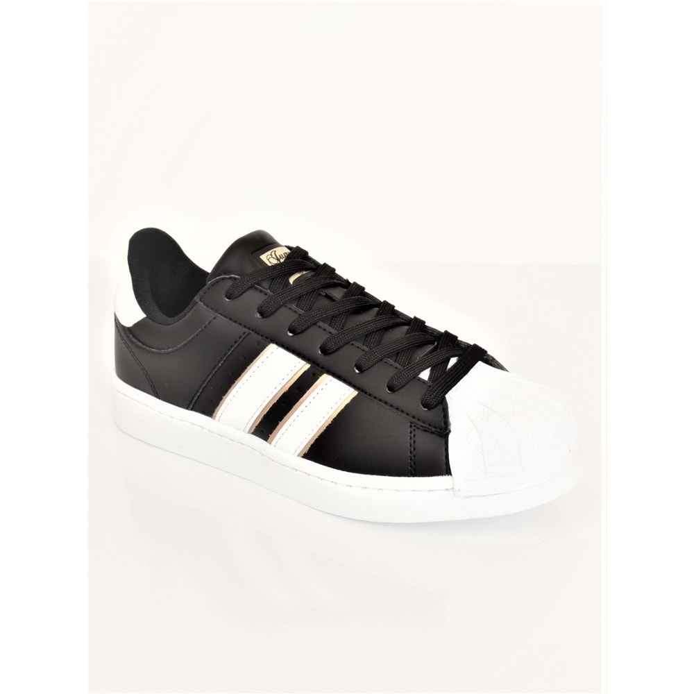 Konfores 1705-28787 Anatomik Tabanlı Unisex Süperstar Modeli Sneakers Ayakkabı - NKT01705-siyah beyaz-44