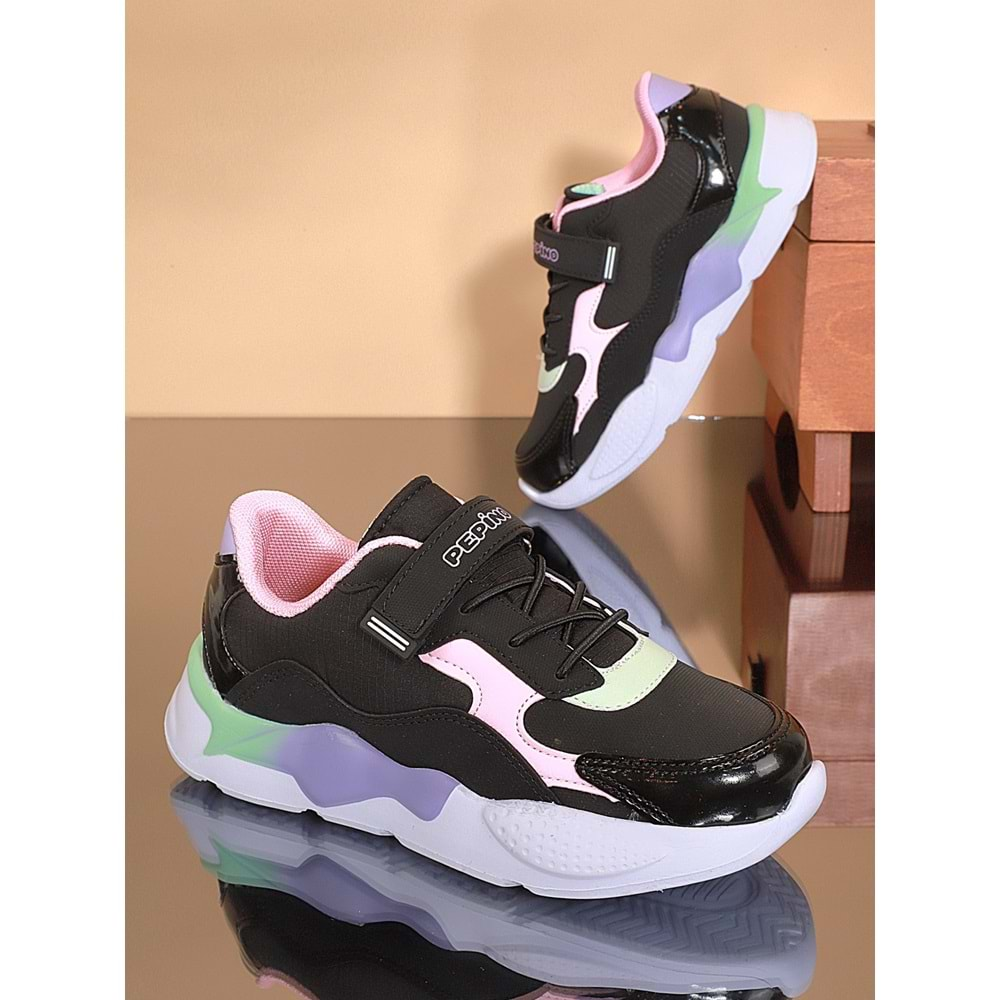 Kidessa 1710 Anatomik Tabanlı Kız Çocuk Sneakers Günlük Ayakkabı - NKT01710-siyah pembe-31