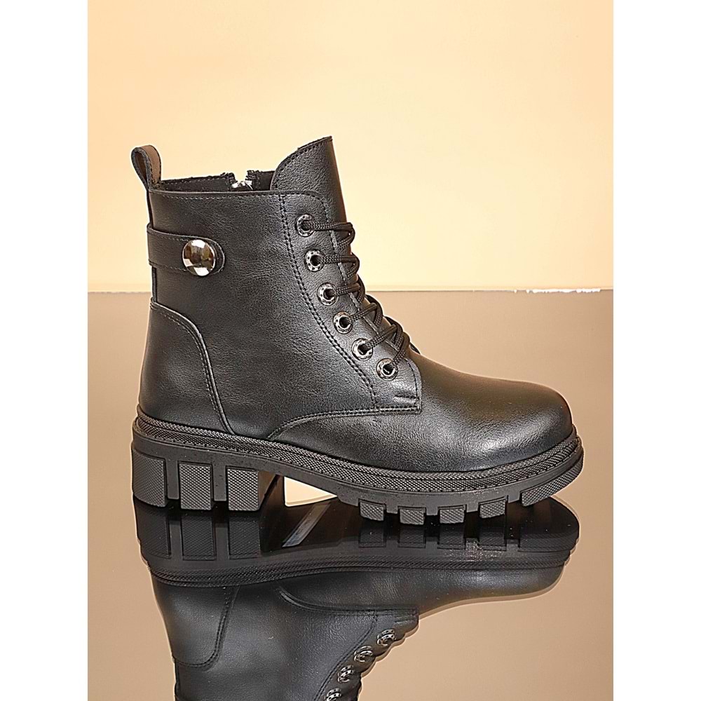Konfores 1720-209051 Kauçuk Tabanlı Bayan Postal Spor Bot - NKT01720-siyah-38