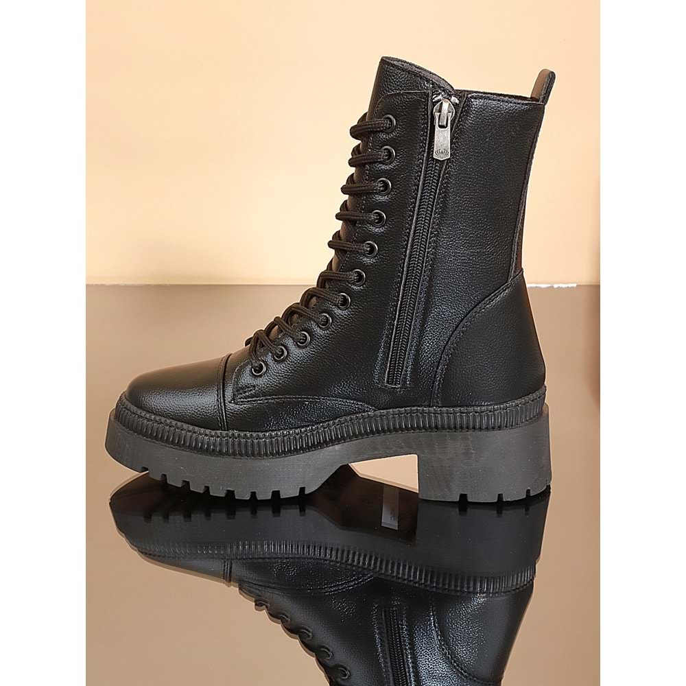 Konfores 1722-378084 Kauçuk Tabanlı Bayan Postal Spor Bot - NKT01722-siyah-40