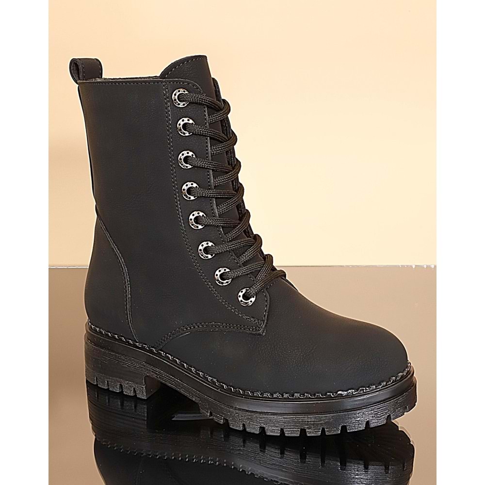 Konfores 1731-261065 Kauçuk Tabanlı Bayan Postal Spor Bot - NKT01731-siyah-40