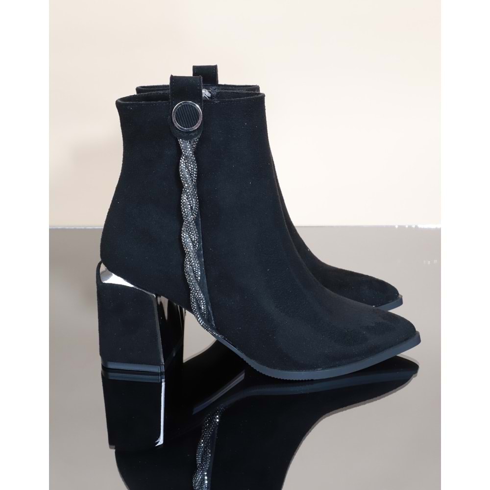 Konfores 1732-248027 Tpu Tabanlı Ayna Ökçeli Bayan Klasik Bot - NKT01732-siyah nubuk-40