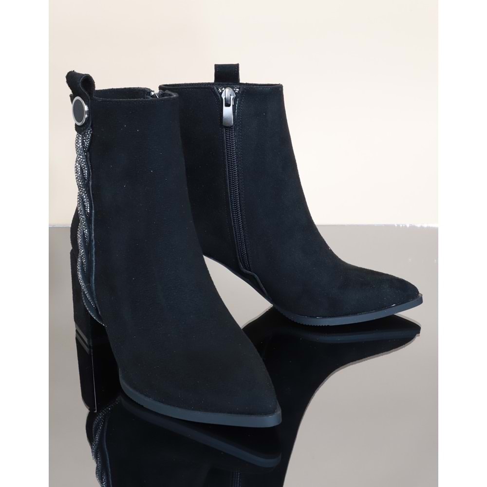 Konfores 1732-248027 Tpu Tabanlı Ayna Ökçeli Bayan Klasik Bot - NKT01732-siyah nubuk-40