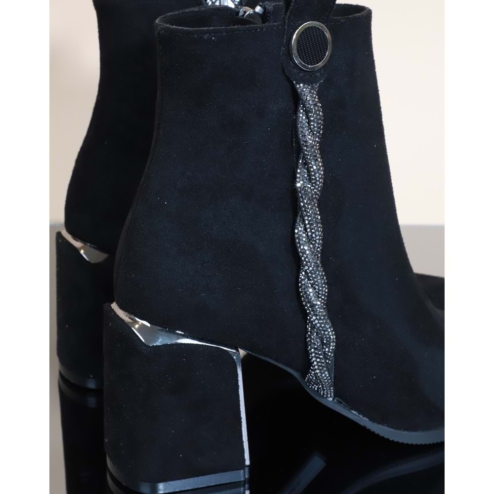 Konfores 1732-248027 Tpu Tabanlı Ayna Ökçeli Bayan Klasik Bot - NKT01732-siyah nubuk-40