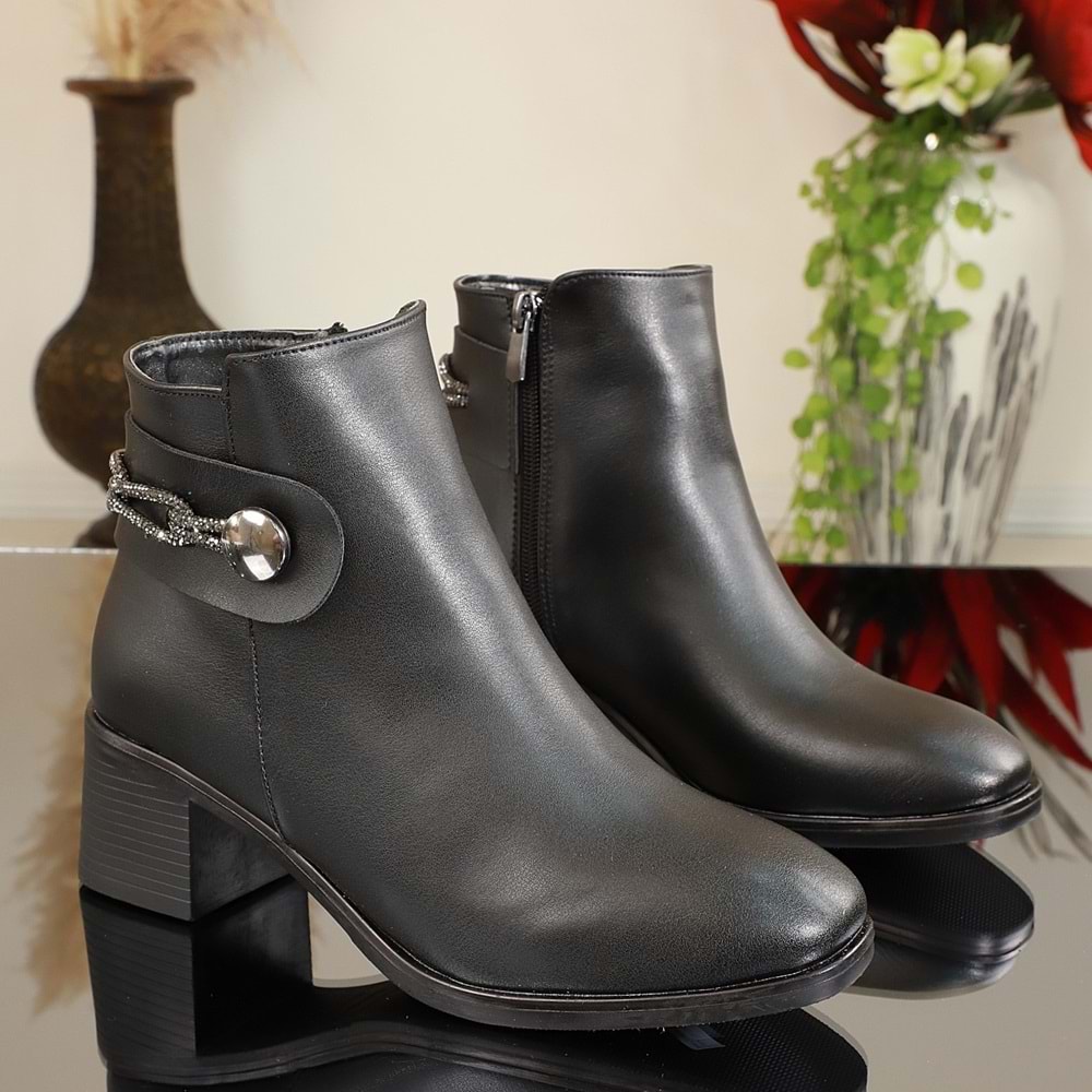 Konfores 1736-417534 Kauçuk Tabanlı Bayan Klasik Bot - NKT01736-siyah-40