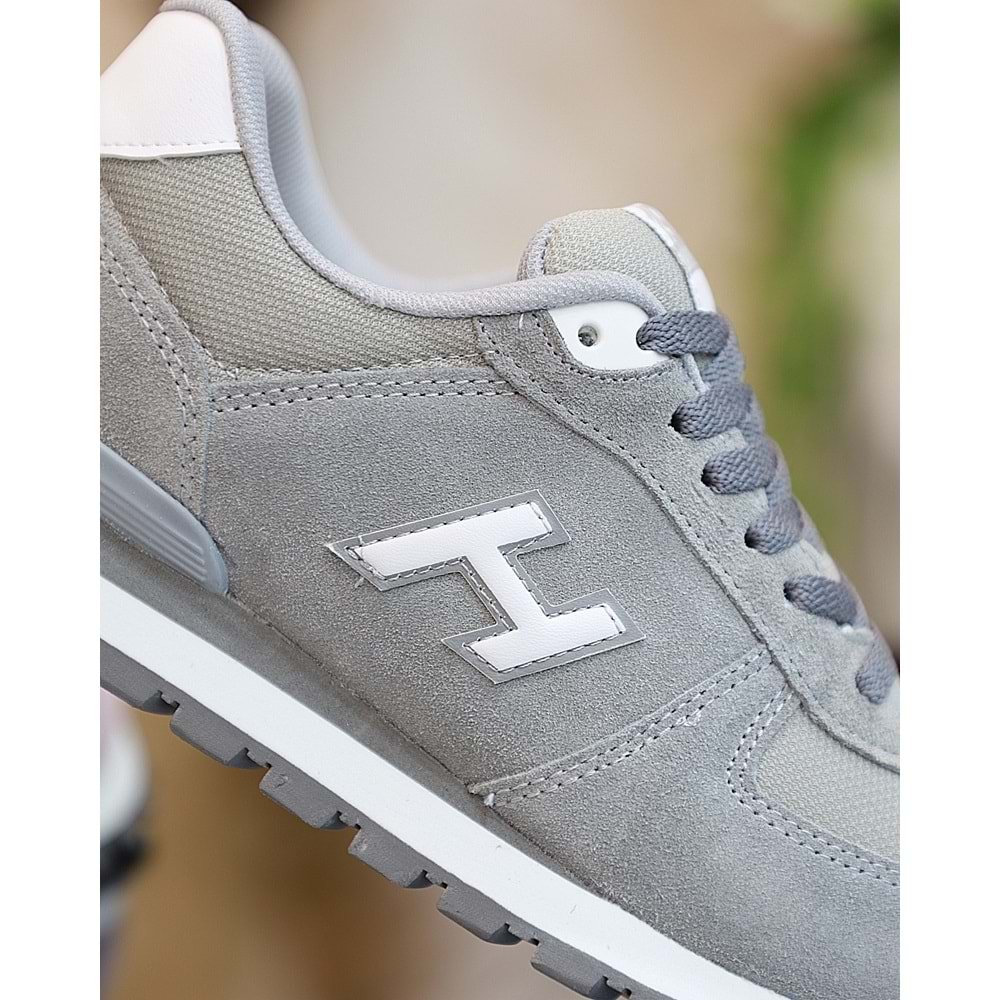 1743-Peru Hakiki Deri Anatomik Eva Tabanlı Unisex Sneakers Ayakkabı - NKT01743-gri beyaz-40