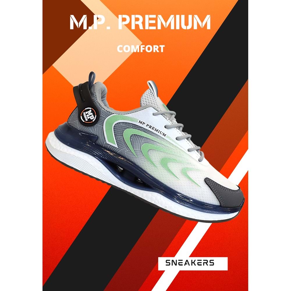 1747-1224 Anatomik Tabanlı Fileli Sneakers Ayakkabı - NKT01747-gri beyaz-43