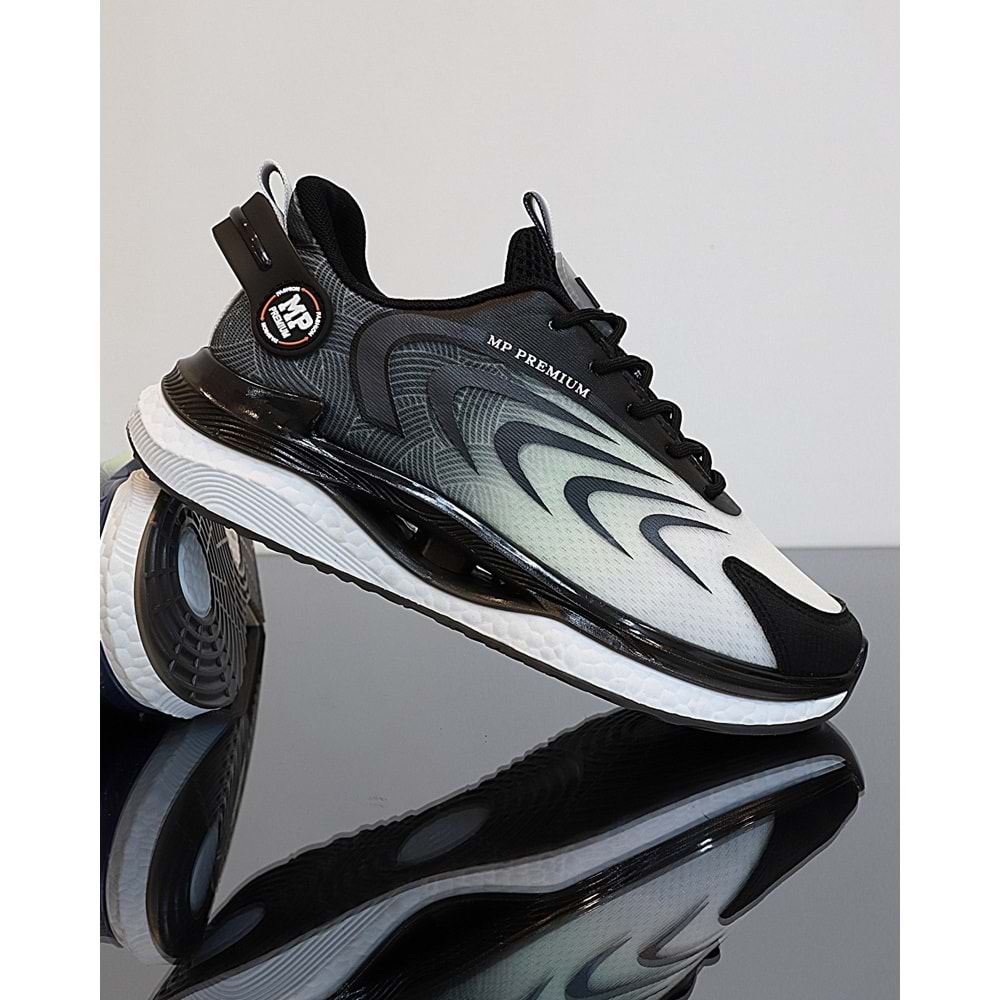 1747-1224 Anatomik Tabanlı Fileli Sneakers Ayakkabı - NKT01747-siyah beyaz-40