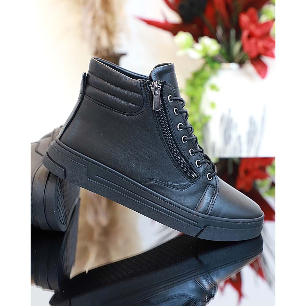 Konfores 1752-394139 Hakiki Deri Anatomik Tabanlı Spor Bot - NKT01752-siyah-40