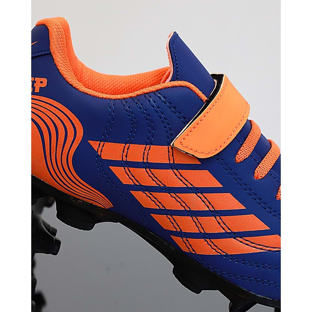 Kidessa 1754-3165 Bantlı Çocuk Çim Saha Futbol Ayakkabısı - NKT01754-sax mavi-34