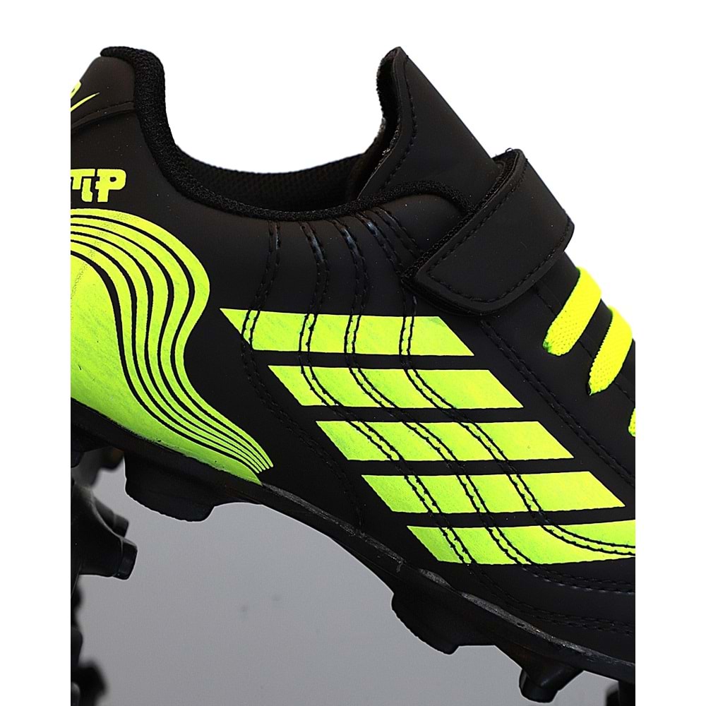 Kidessa 1754-3165 Bantlı Çocuk Çim Saha Futbol Ayakkabısı - NKT01754-siyah yeşil-31