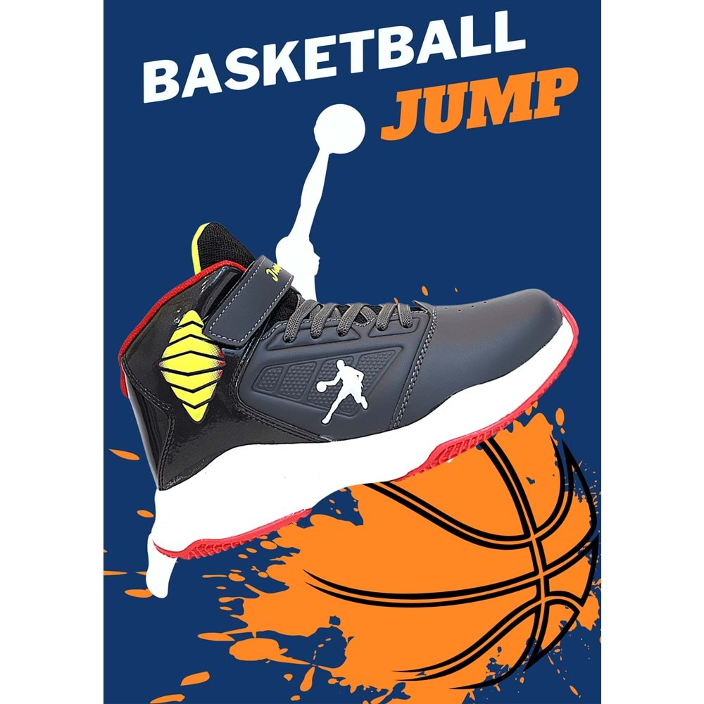 Kidessa 1755-29196 Ultra Hafif Anatomik Tabanlı Unisex Çocuk Basketbol Ayakkabısı - NKT01755-Füme-32