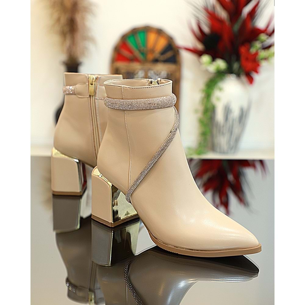 Konfores 1761-248028 Tpu Tabanlı Ayna Ökçeli Bayan Klasik Bot - NKT01761-Nude-39