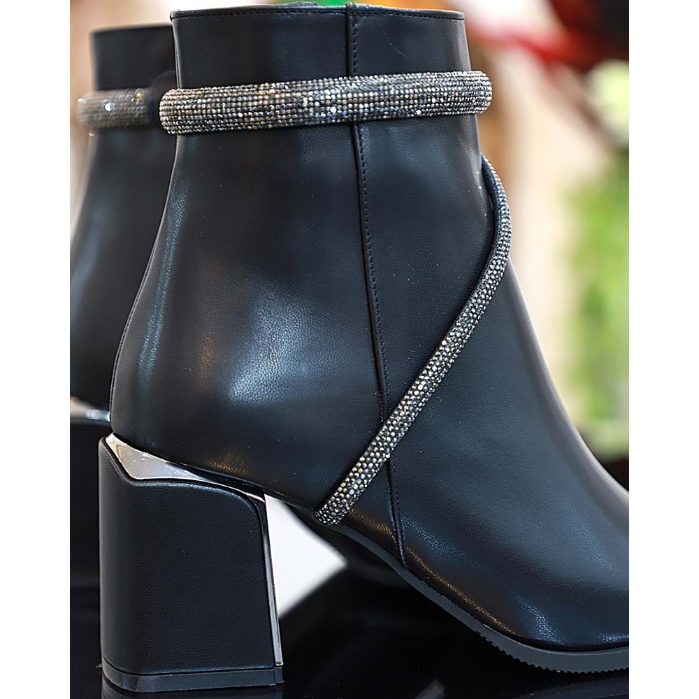 Konfores 1761-248028 Tpu Tabanlı Ayna Ökçeli Bayan Klasik Bot - NKT01761-siyah-36