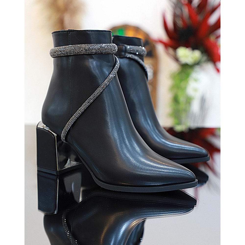 Konfores 1761-248028 Tpu Tabanlı Ayna Ökçeli Bayan Klasik Bot - NKT01761-siyah-40