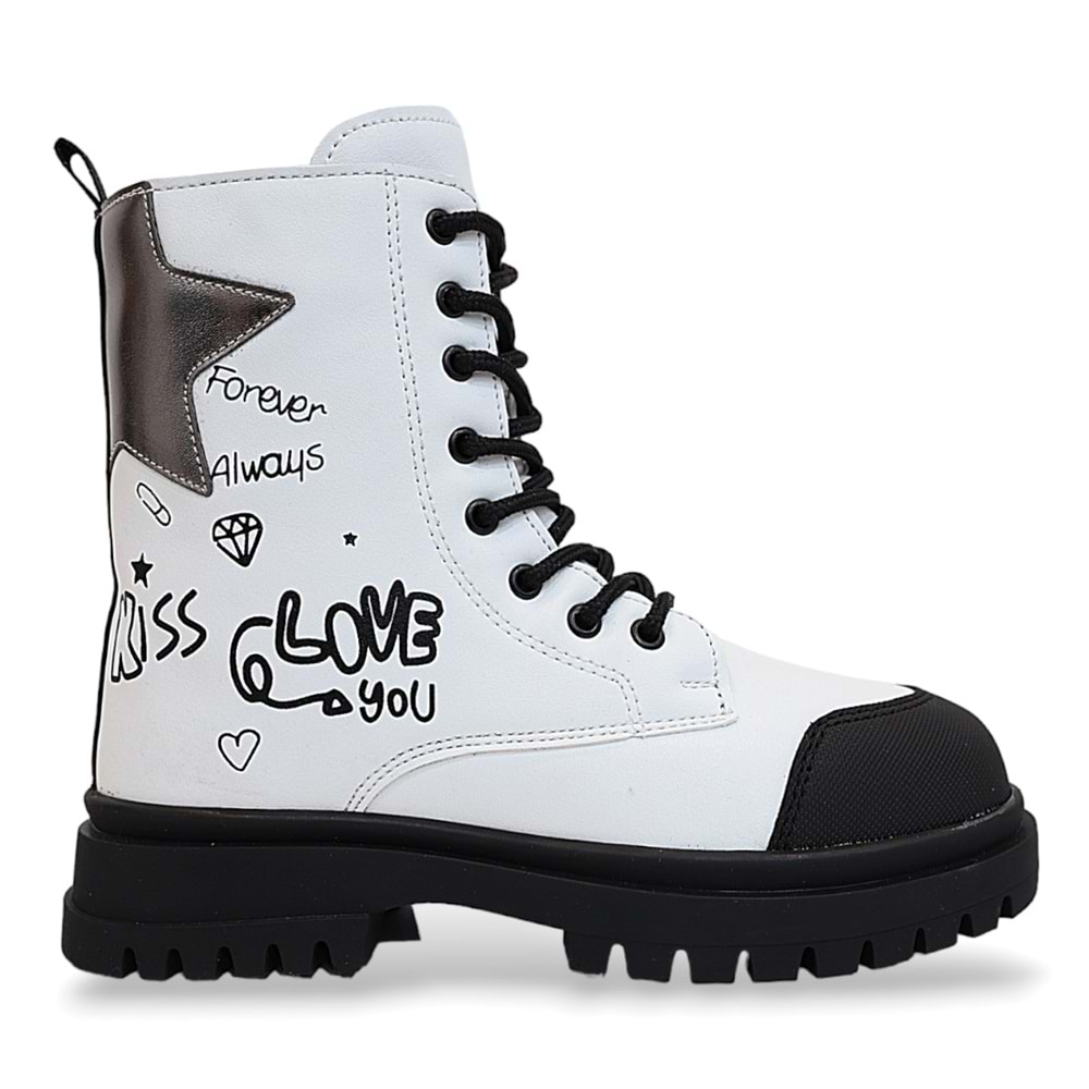 Kidessa 1763 Anatomik Tabanlı Kız Çocuk Postal Bot - NKT01763-BEYAZ-30