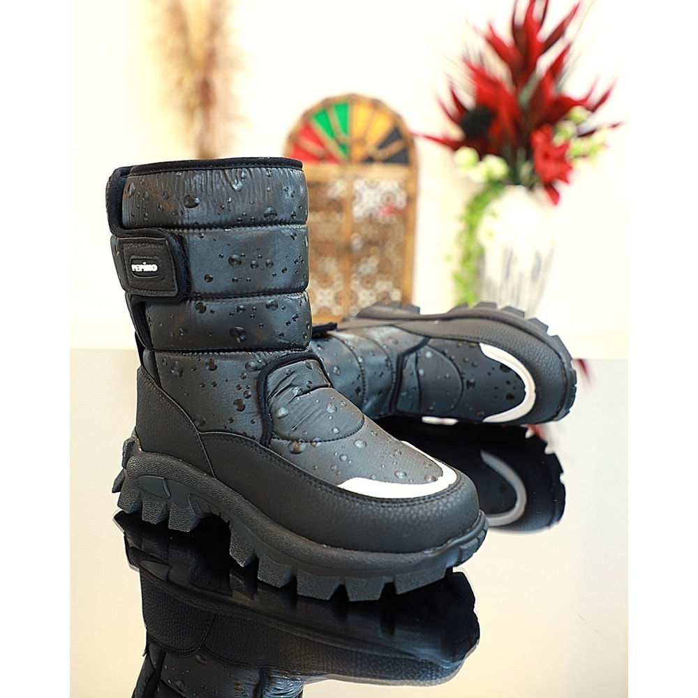 Kidessa 1772 Bantlı Anatomik Tabanlı Kız Çocuk Kar Botu - NKT01772-siyah-31