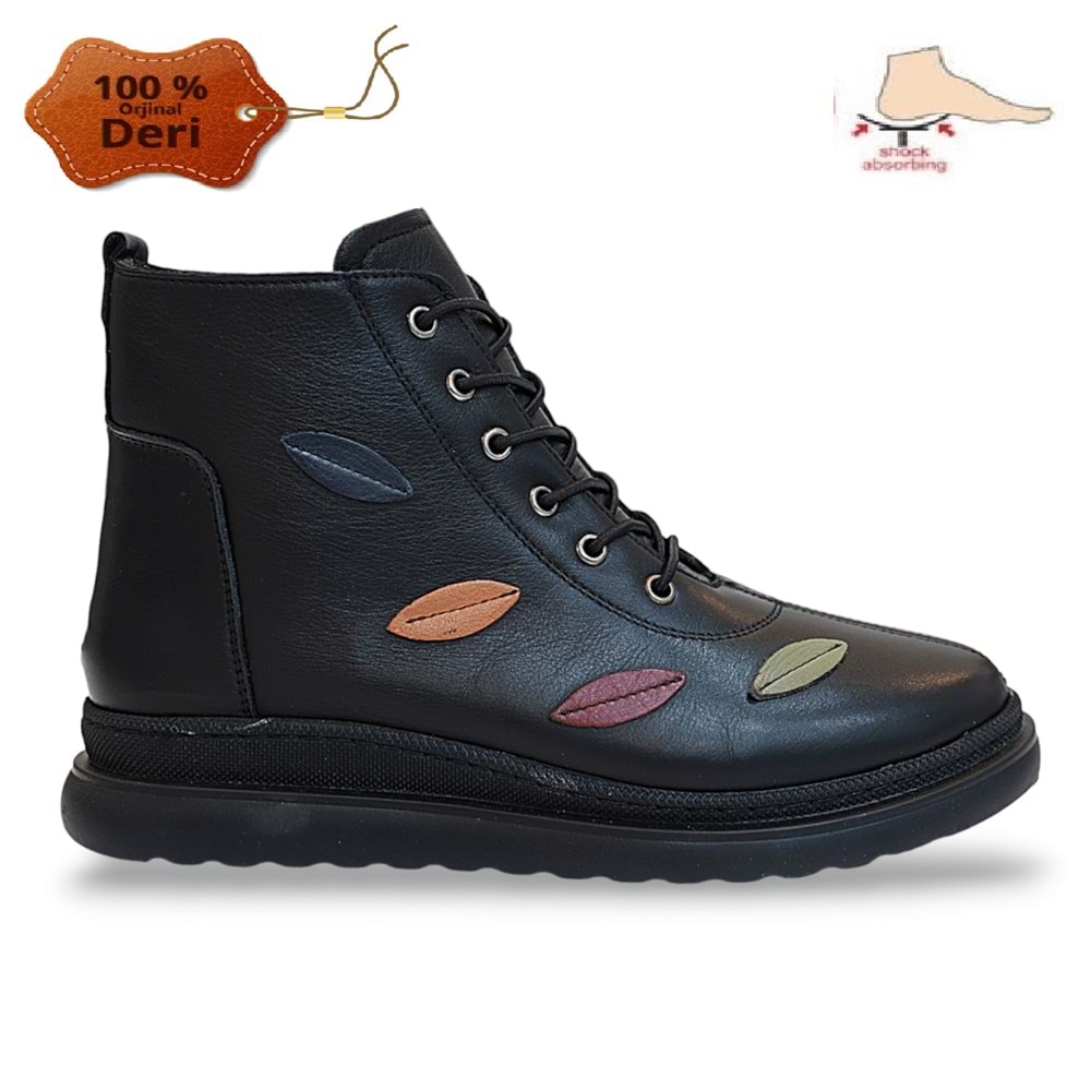 Konfores 1781-394145 Hakiki Deri Anatomik Tabanlı Kadın Anne Bot - NKT01781-siyah-40