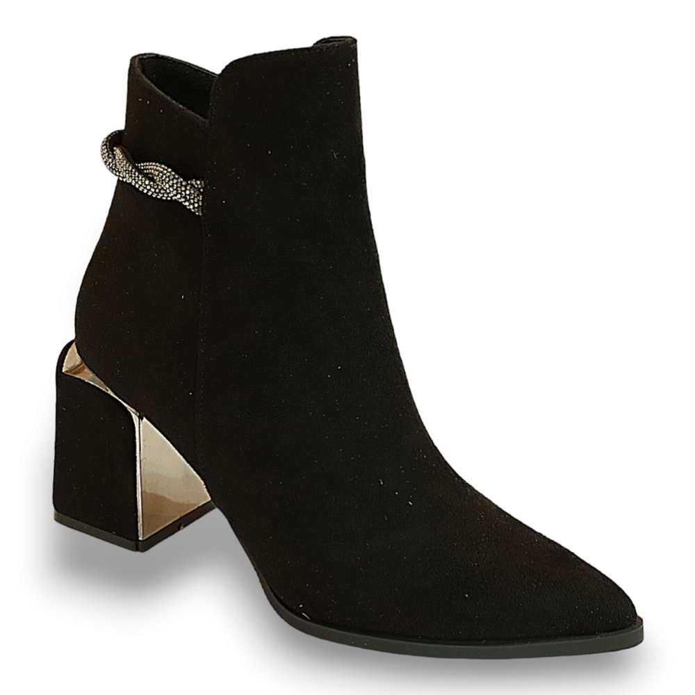 Konfores 1787-248029 Tpu Tabanlı Ayna Ökçeli Bayan Klasik Bot - NKT01787-Siyah Süet-40