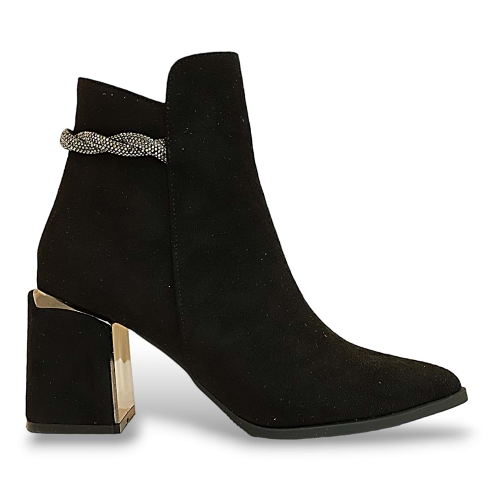 Konfores 1787-248029 Tpu Tabanlı Ayna Ökçeli Bayan Klasik Bot - NKT01787-Siyah Süet-40