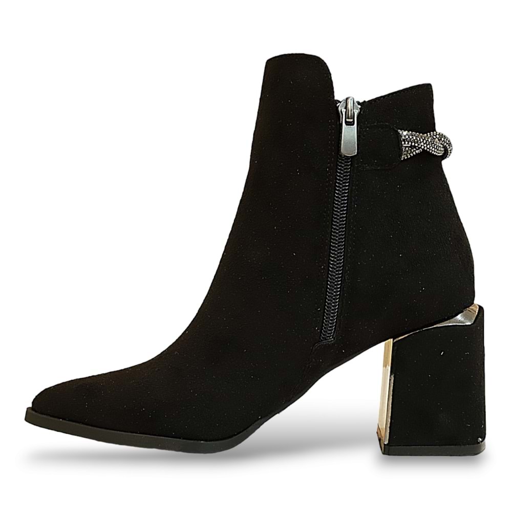 Konfores 1787-248029 Tpu Tabanlı Ayna Ökçeli Bayan Klasik Bot - NKT01787-Siyah Süet-40