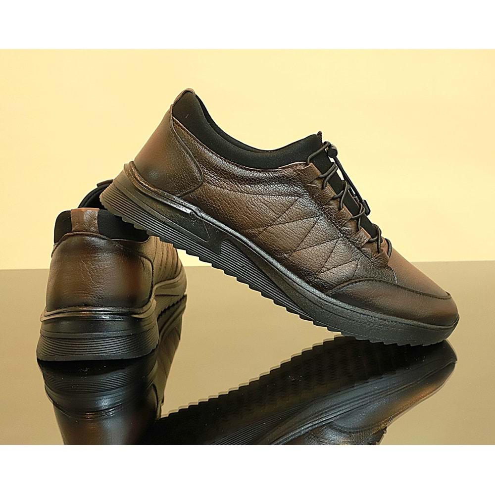 Konfores 1790-346457 Hakiki Deri Anatomik Tabanlı Erkek Günlük Ayakkabı - NKT01790-kahverengi-40