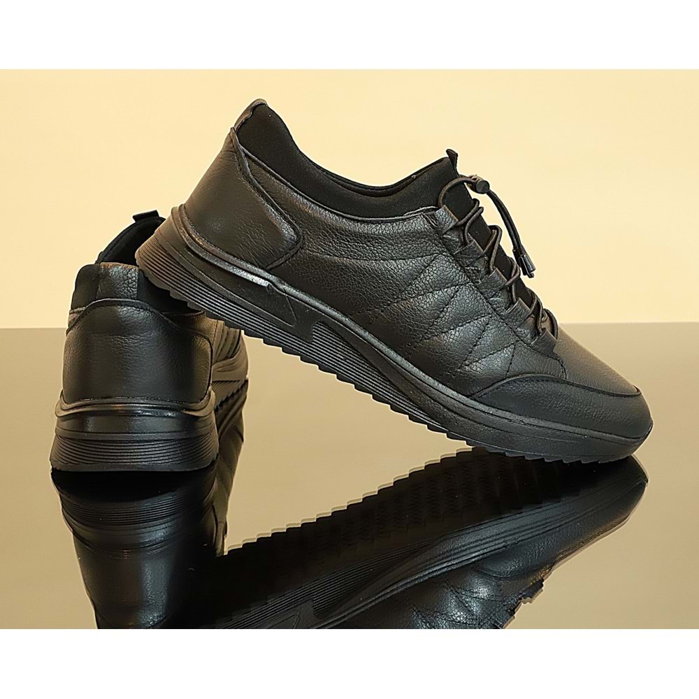 Konfores 1790-346457 Hakiki Deri Anatomik Tabanlı Erkek Günlük Ayakkabı - NKT01790-siyah-41