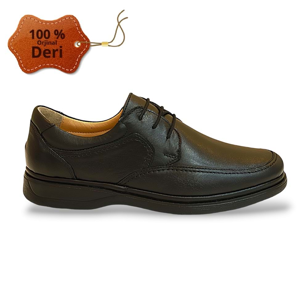 Konfores 1795 Hakiki Deri Anatomik Tabanlı Erkek Günlük Ayakkabı - NKT01795-Siyah Bağcıklı-40