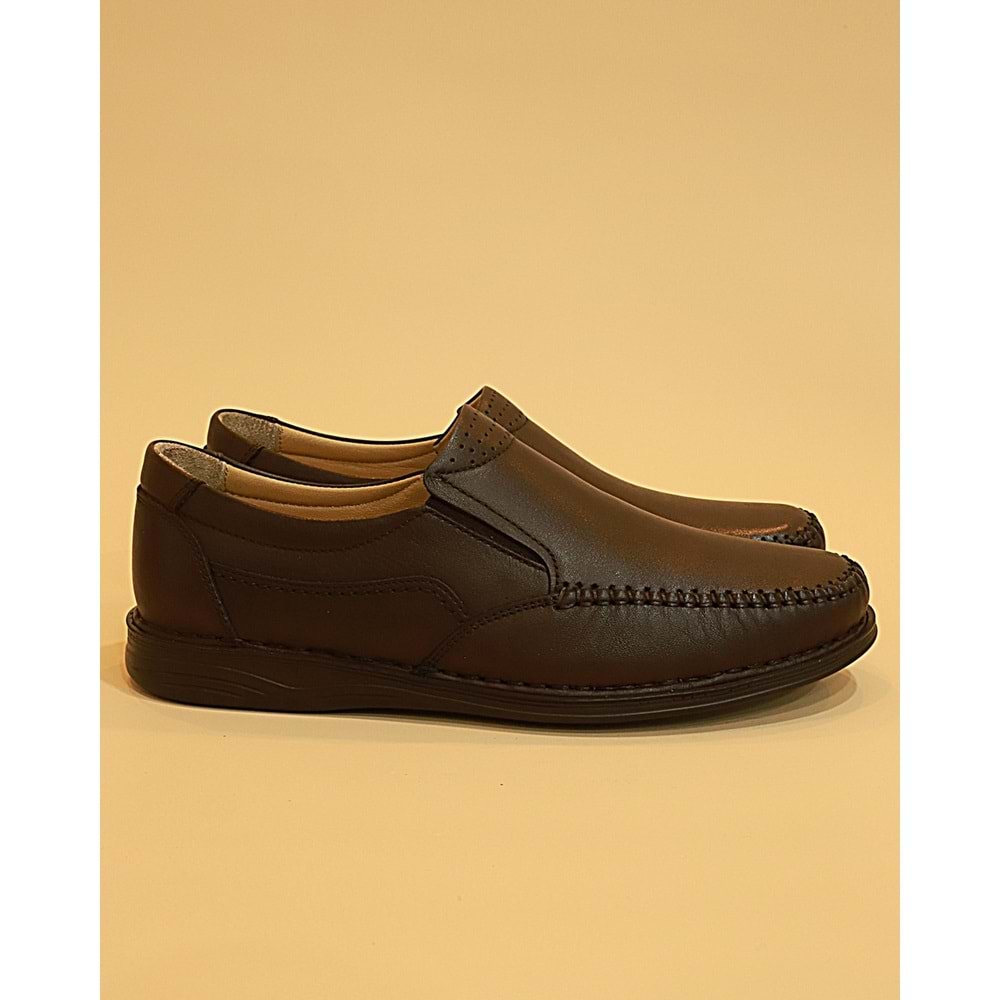 Konfores 1798 Hakiki Deri Anatomik Tabanlı Erkek Günlük Ayakkabı - NKT01798-Kahve Bağsız-40