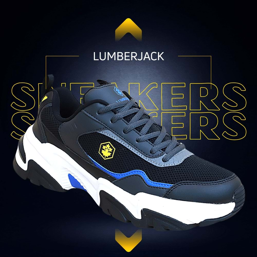 Lumberjack 1801-Joanna Anatomik Kalın Tabanlı Fileli Sneakers Ayakkabı - NKT01801-siyah gri-45