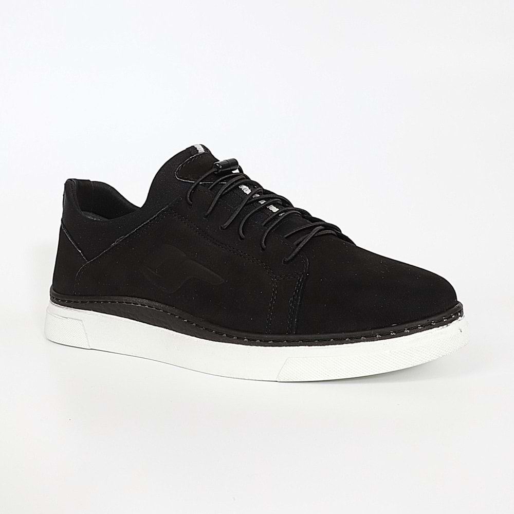 Konfores 1833-346520 Hakiki Deri Anatomik Tabanlı Erkek Sneakers Ayakkabı - NKT01833-siyah nubuk-40