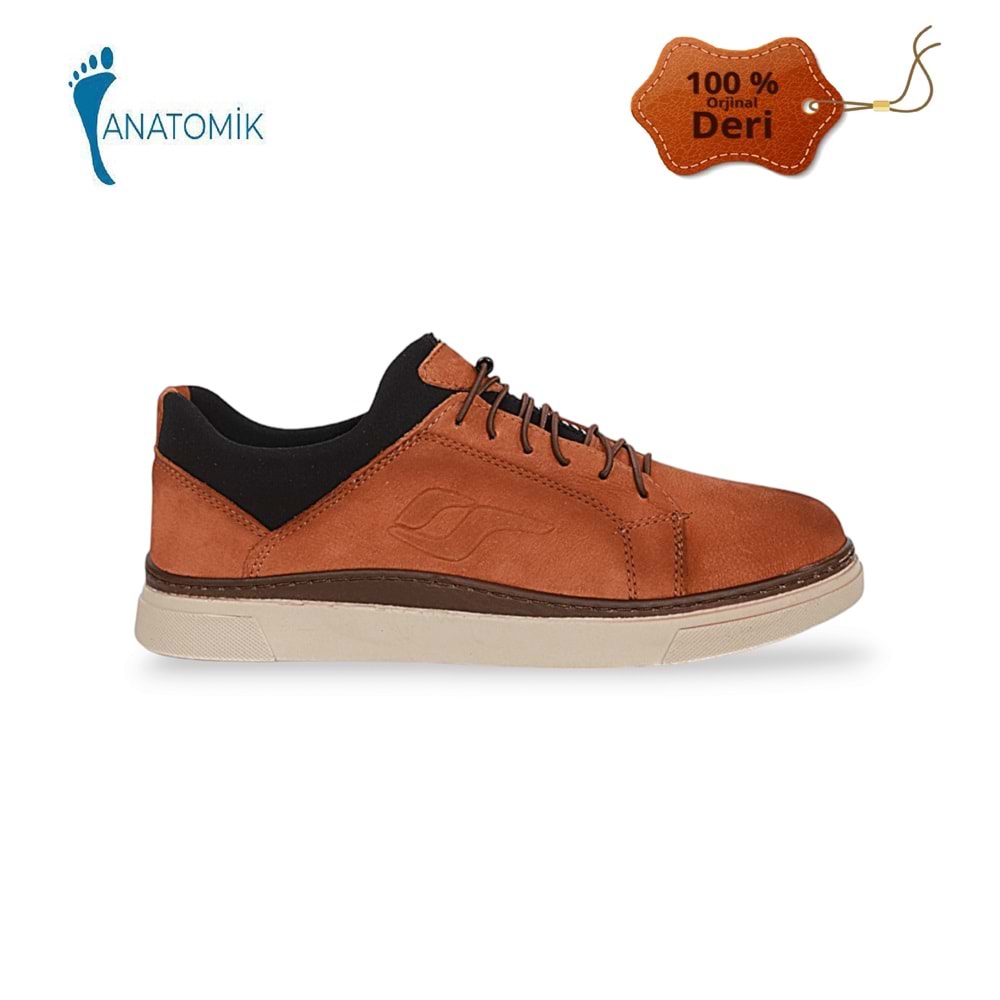 Konfores 1833-346520 Hakiki Deri Anatomik Tabanlı Erkek Sneakers Ayakkabı - NKT01833-TABA NUBUK-41