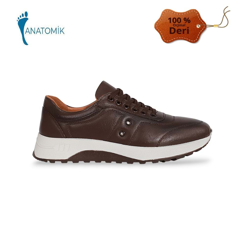 Konfores 1835-346497 Hakiki Deri Anatomik Tabanlı Erkek Sneakers Ayakkabı - NKT01835-kahverengi-43