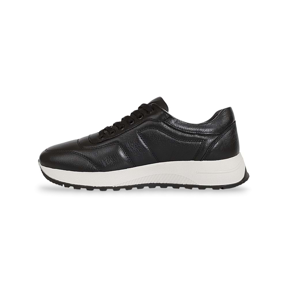 Konfores 1835-346497 Hakiki Deri Anatomik Tabanlı Erkek Sneakers Ayakkabı - NKT01835-siyah-40